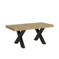 mesa extensible 90x180284 cm efecto madera roble natural hierro