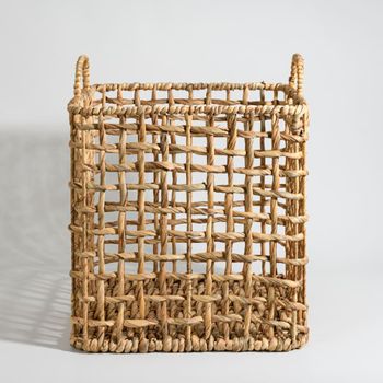 Cesta de almacenamiento de jacinto de agua y ratán