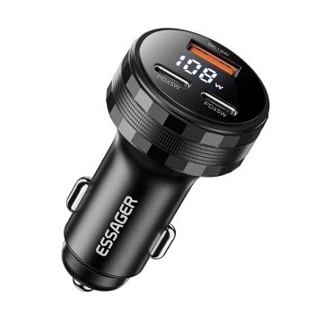 MENSAJE ES-CC25 108W adaptador de cargador de coche USB PD de 3 puertos USB-A+2USB-C PD3.0 QC3.0 soporte FCP AFC iP2.4 c