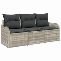 conjunto de sofas de jardin 3 piezas  mueble de jardin gris claro ratan sintetico
