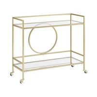 carrito de cocina de metal dorado vidrio 75 x 45 cm ruedas 2 estantes cajon glamour kerry