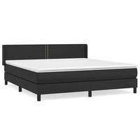 cama tapizada 203x183x88 cm vinilo - negro