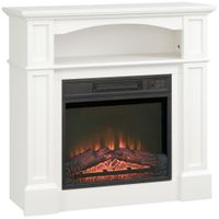 homcom chimenea electrica con efecto llama led regulable 1800 w mando a distancia temporizador y estante integrado blanco
