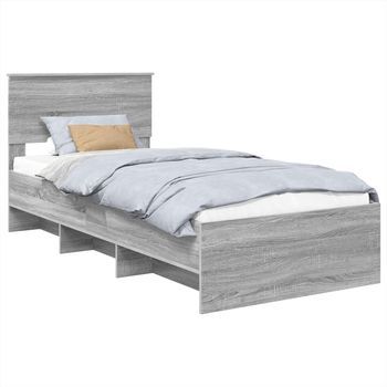 Estructura De Cama Con Cabecera Gris Sonoma 120 X 123 Cm Vidaxl