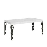 mesa extensible 90x90246 cm karamay premium estructura fresno blanco antracita
