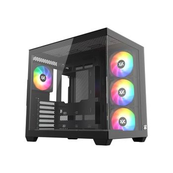 Chasis XYZ TESSERACT X ATX Vidrio Templado 7x120mm ARGB PWM Dual Cámara USB-C Negro/Blanco