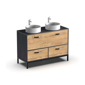Mueble De Lavabo Cerámico Sena Con Doble Lavabo Moderno