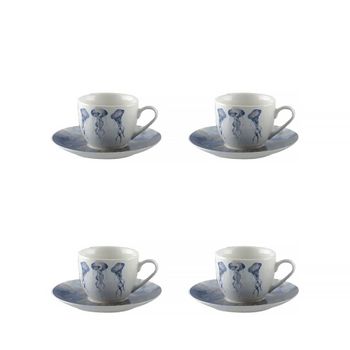 Tazas de café con platos medusa - set de 4