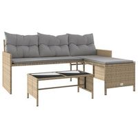 sofa de jardin  sofa de exterior en forma de l con mesa y cojines ratan pe beige