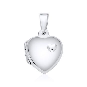 Relicario corazón grabado de plata 925 parcialmente satinada