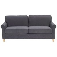 sofa tapizado en terciopelo gris con marco de madera 3 plazas ronneby