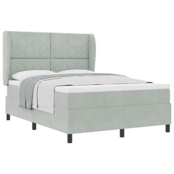 Cama Tipo Box Spring Manual Gris Claro 200 X 140 Cm Terciopelo Vidaxl