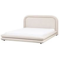 cama tapizada de tela con cabecero y somier muebles de dormitorio beige claro 180 x 200 cm lavardens