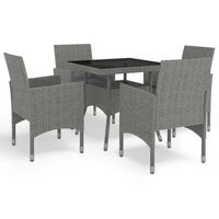 muebles de jardin 5 piezas ratan sintetico y vidrio gris vidaxl