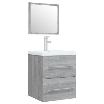 Mueble De Baño Con Lavabo Madera Contrachapada Gris Sonoma