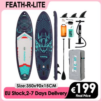 Tabla de paddle surf inflable Feath-R-Lite Cruise 350x90x15CM, tabla de surf súper antideslizante para deportes acuáticos SUP con accesorios
