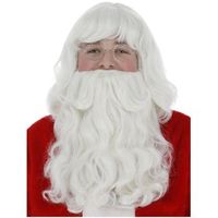 peluca y barbas con bigote de papa noel para adultos con acabado rizado y voluminoso - santa claus