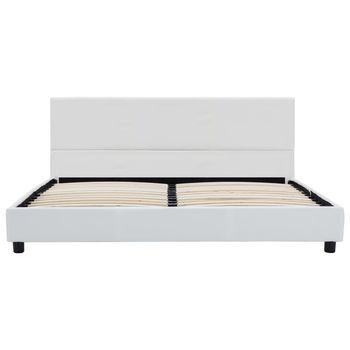 Cama Matrimonial | Cama Doble | Estructura De Cama Sin Colchón Cuero Sintético Blanco 140x200cm Cfw23036