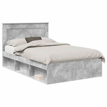 Cama Matrimonial | Cama Para Adulto | Estructura De Cama Concreto 120 X 200 Cm Madera De Pino Macizo