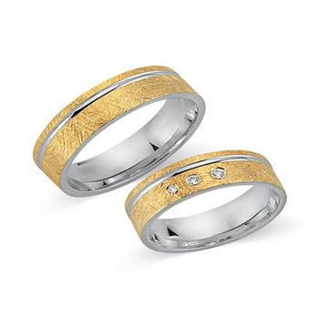Alianzas 14 quilates oro amarillo-blanco 3 diamantes
