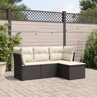 conjunto de sofas jardin 4 uds  mueble jardin mesa y sillas con cojines ratan sintetico negro cfw721407