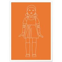 lienzo juego del calamar muneca luz roja luz verde naranja 70x100cm