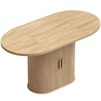 HOMCOM Mesa de Comedor Ovalada para 6 Personas con Tablero Grueso Puertas Correderas Tipo Persiana 6 Compartimentos Roble   Aosom España