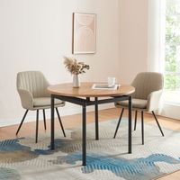 mesa de comedor hemnes redonda 4 personas acero mdf o 100x75 cm - efecto roble negro encasa
