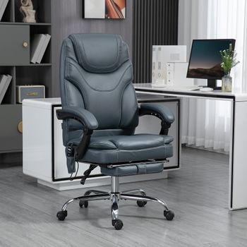 Silla De Masaje Reclinable De Cuero Pu Vinsetto 67x67x121 Cm Gris