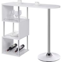 mesa de bar de 113x40x105cm mesa alta de cocina de mdf y metal blanca