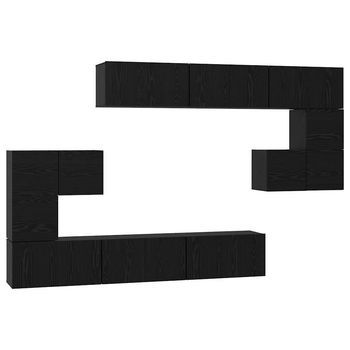 Conjunto De Mueble De Tv 10 Piezas Roble Negro 60 X 30 X 30 Cm