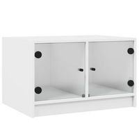 mesa de centro de diseno moderno con puertas de cristal 68 x 50 x 42 cm madera de ingenieria blanca y cristal dec037724
