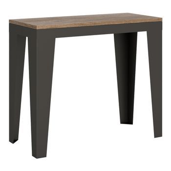 Consola Extensible 90x40/196 Cm Flame Small Evolution Roble Natural Estructura Antracita