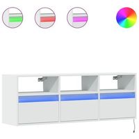 mueble de tv  mueble de salon  gabinete de tv de pared con luces led blanco 130x31x45 cm