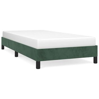 Cama Individual | Cama Para Adultos | Estructura De Cama De Terciopelo Verde 90x200 Cm