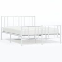 cama matrimonial  cama para adultos  estructura cama metal cabecero y pie de cama blanco 140x190 cm