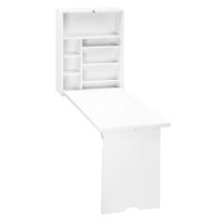 homcom escritorio plegable mural mesa mural plegable con estantes para sala de estar comedor oficina 938x60x147 cm blanco   aosom espana