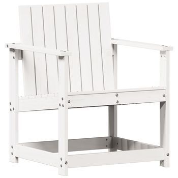 Silla De Jardín | Silla De Exterior | Sillón Madera Maciza De Pino Blanco 62x55x77 Cm