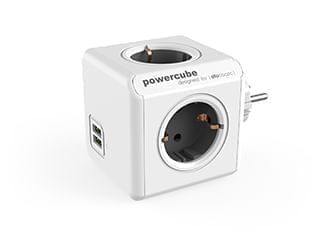 ADAPTADOR Y ENCHUFE MULTIPLE GRIS 4 TOMAS 120W + 2 TOMAS USB