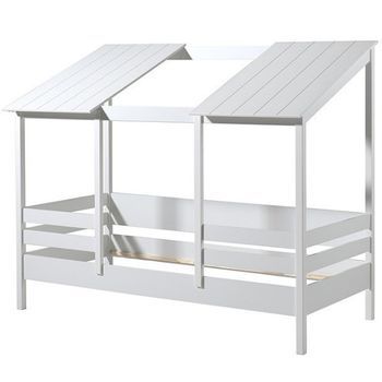 Cama Cabina 90x200 Cm Y Base De Pino Macizo Blanco Remis