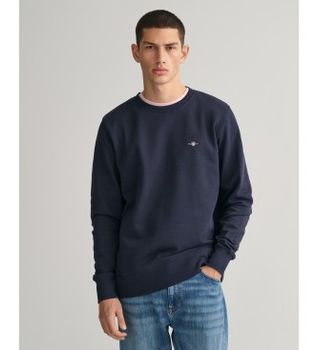 Gant para hombre. 2006065 Sudadera Shield de cuello redondo marino (L), Casual, Algodón, Manga larga