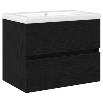Gabinete De Lavabo Para Baño Roble Negro 60 X 39 X 62 Cm Vidaxl