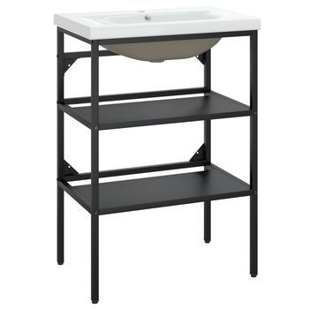 Estructura De Baño Con Lavabo Incorporado Hierro Negro Vidaxl