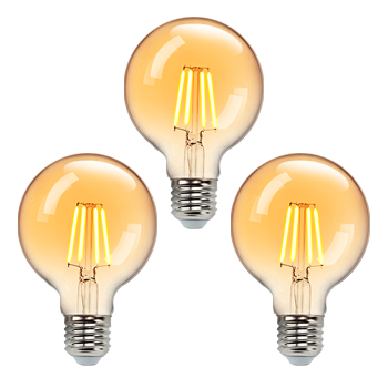 Aigostar Bombilla Vintage LED,Bombilla LED E27 Luz Calida 2200K, 6W (Equivalente a 48W),600LM,G80 Retro Bombilla Decorativa,para el Hogar, Restaurante, Cafetería, Bar-3 Unidades