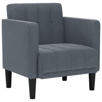 Sillón Con Reposabrazos, Color Gris Oscuro, 53 Cm, Terciopelo Vidaxl