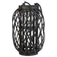 linterna decorativa de madera negra 40 cm adorno farol candelero mauritius