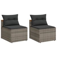 2 uds sofa de jardin  sofa de exterior sin reposabrazos con cojines ratan pe gris
