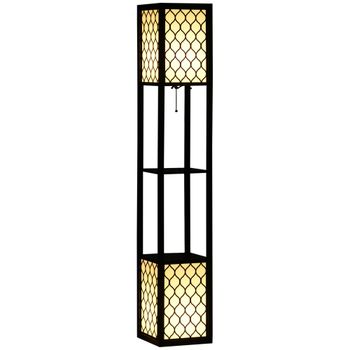 Lámpara de estantería HOMCOM, 2 lámparas, lámpara de pie para salón con casquillo E27, 2 estantes 4 niveles, diseño nido de abeja, lámpara