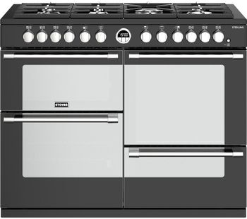 STOVES Sterling S1100DF 110 cm Dual Fuel Range Cooker - Black, Black