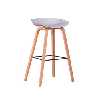 Taburete Nórdico Con Patas De Madera De Haya  54x45x83cm - Gris Claro